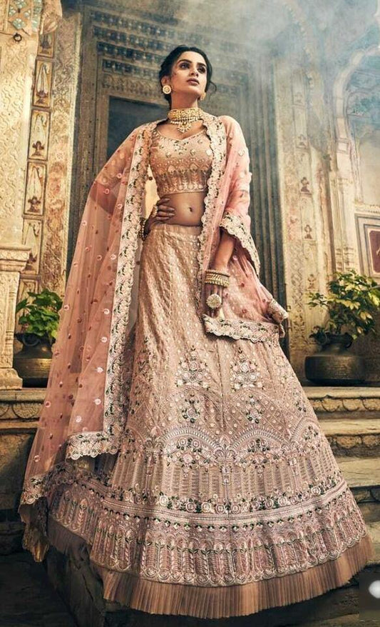    Rose Taupe Georgette Heavy Lehenga Choli-Women-Glamou  al
