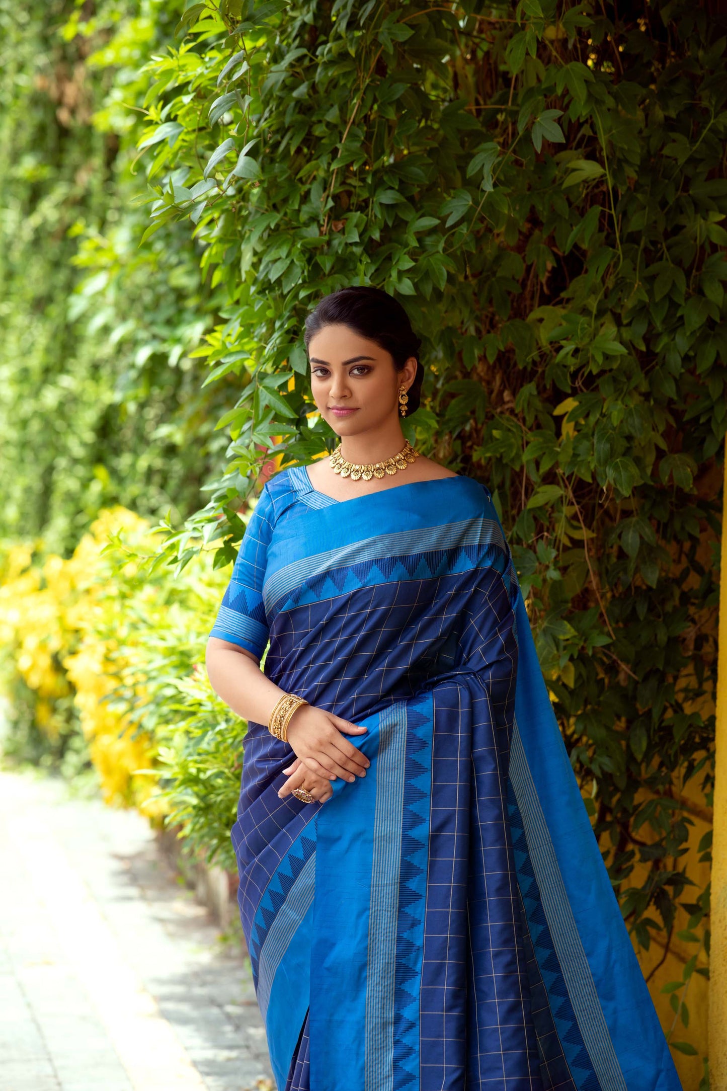 Blue Zari Woven Raw Silk Saree