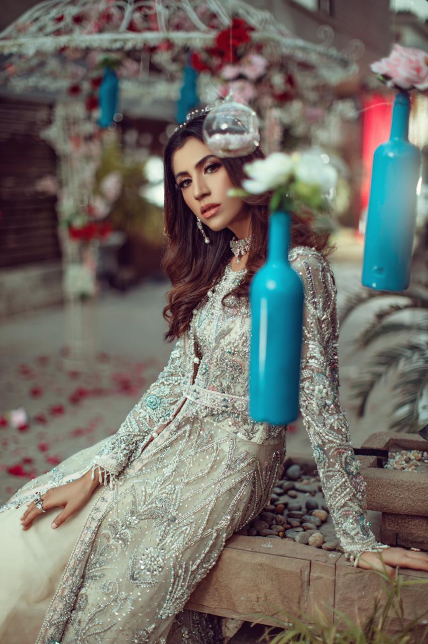 Silver Color Partywear Tissue Anarkali for Wedding