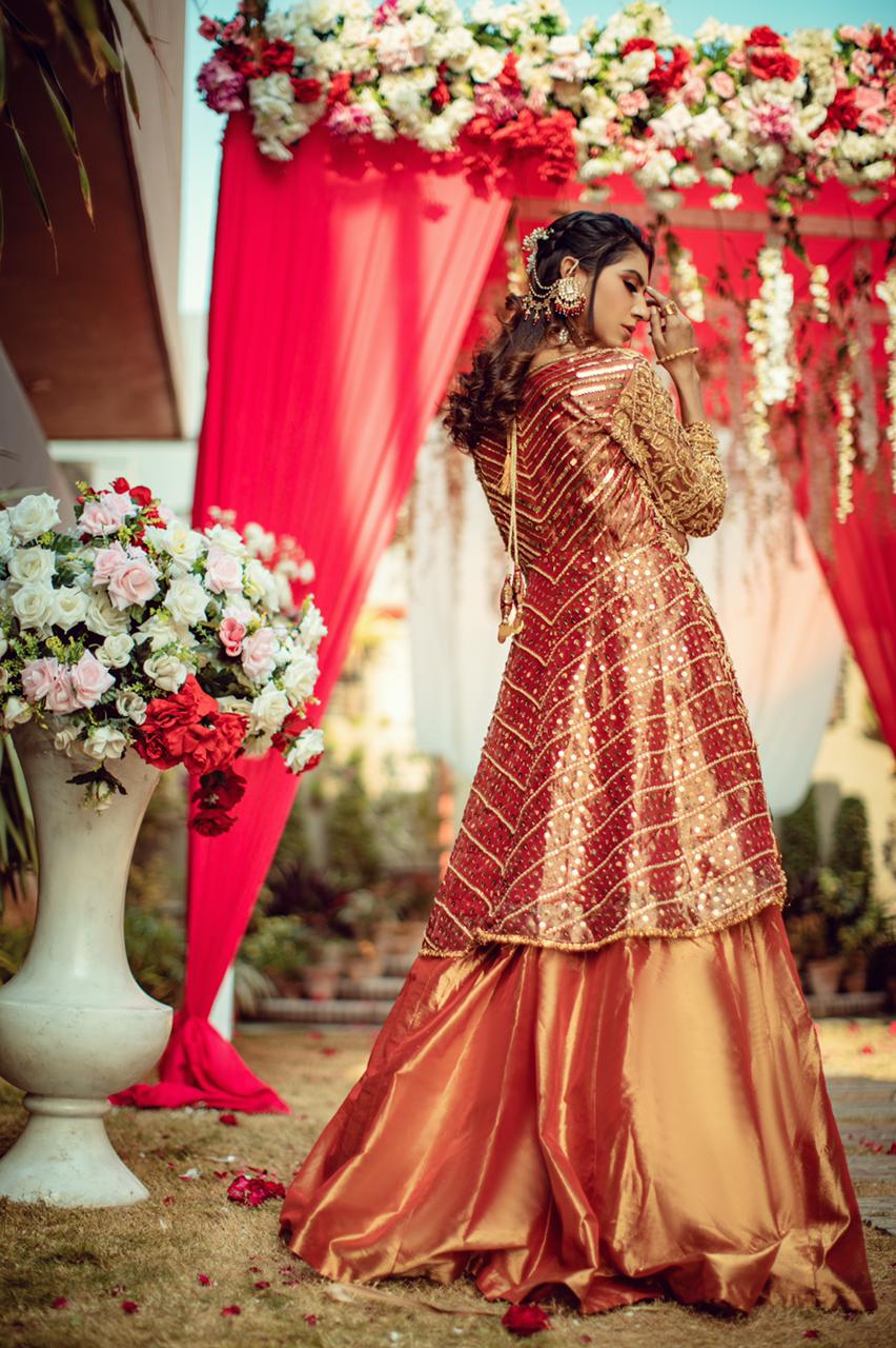 Red Color Pakistani Designer Bridesmaid Lehenga - Noorain