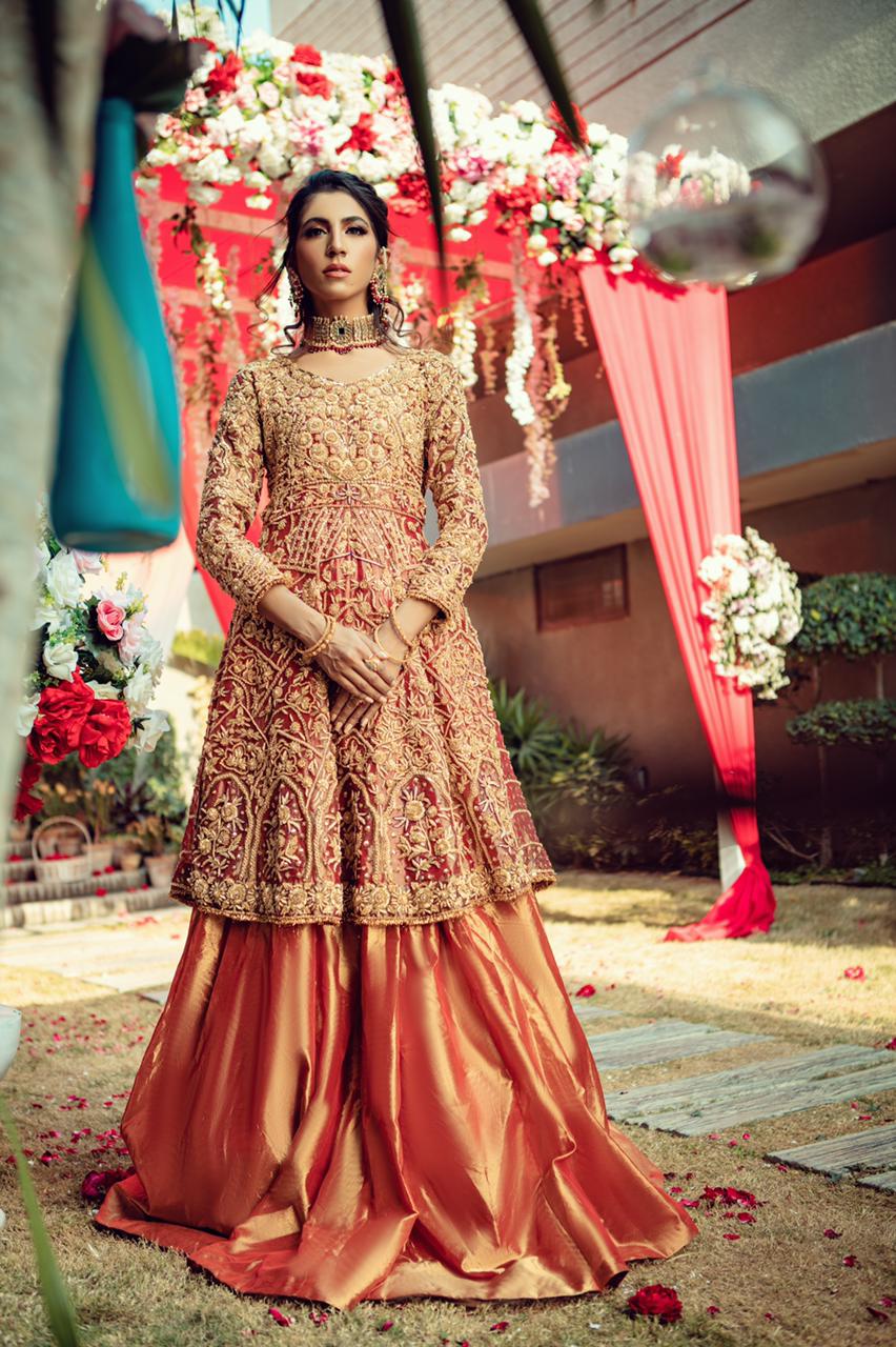 Red Color Pakistani Designer Bridesmaid Lehenga - Noorain