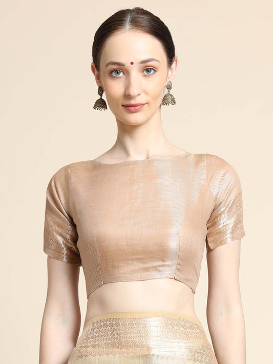 Cream Zari Maheshwari Silk Saree