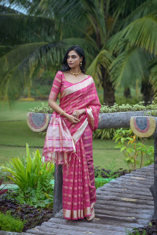 Rani Zari Woven Organza Saree
