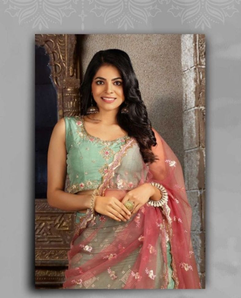 Light Green Color Embroidered Viscose Georgette Lehenga