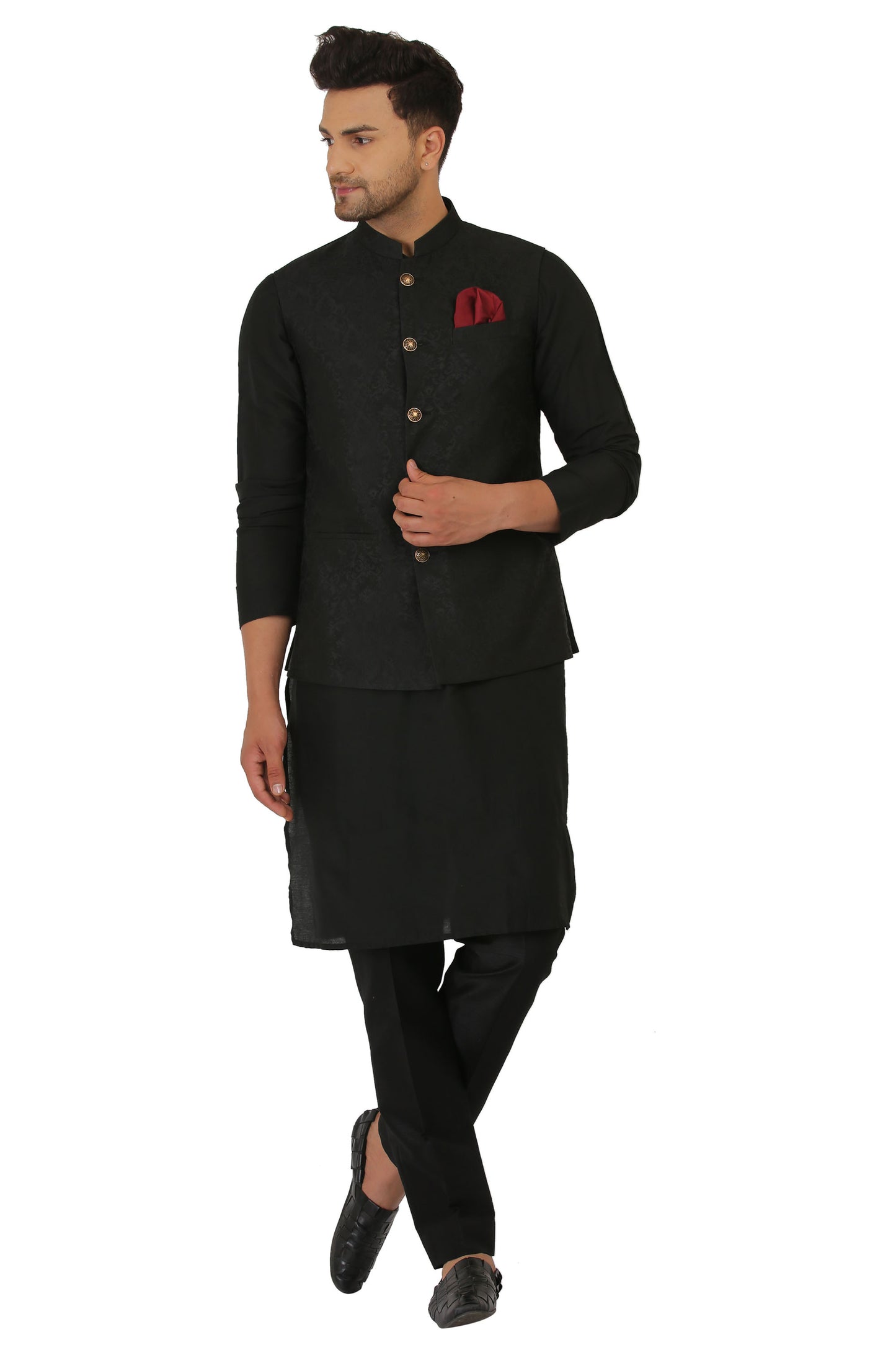 Black Nehru Jacket with Kurta Pants
