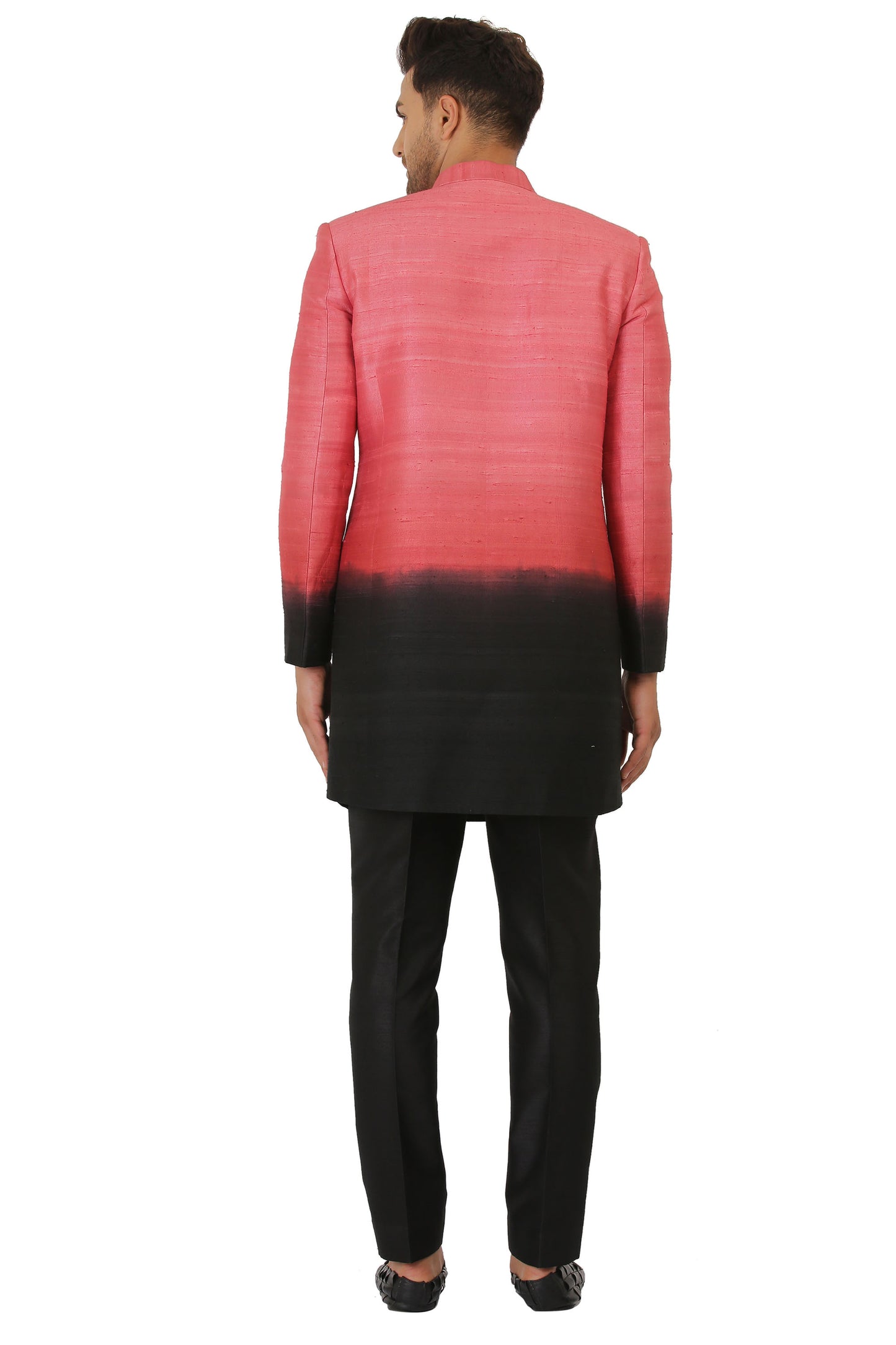Onion Pink & black Indo Western with Pants