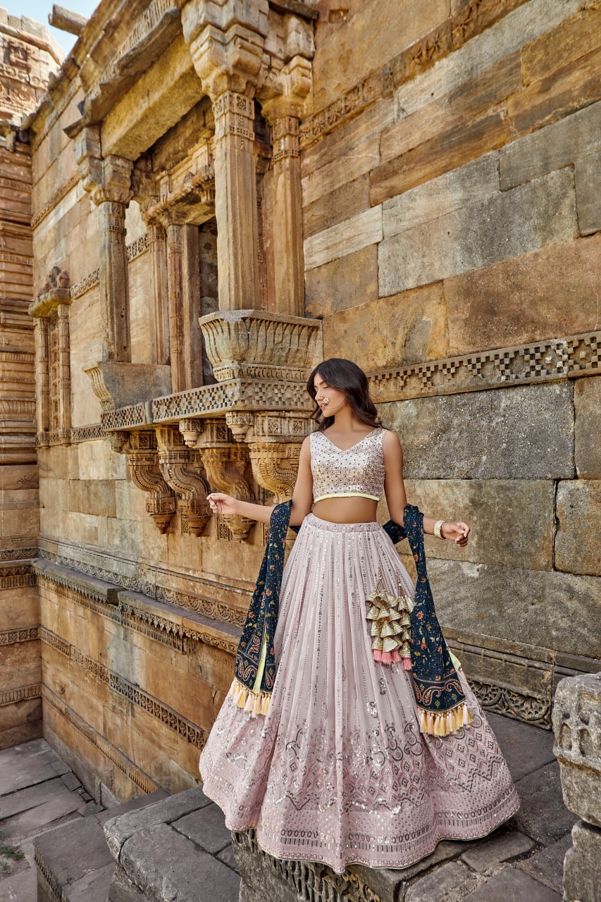 Light Purple Color Heavy Sequins Work Lehenga
